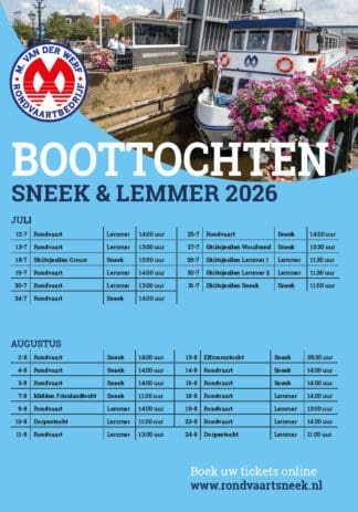 Boottochten Sneek & Lemmer 2026 – Rondvaartbedrijf van der Werf